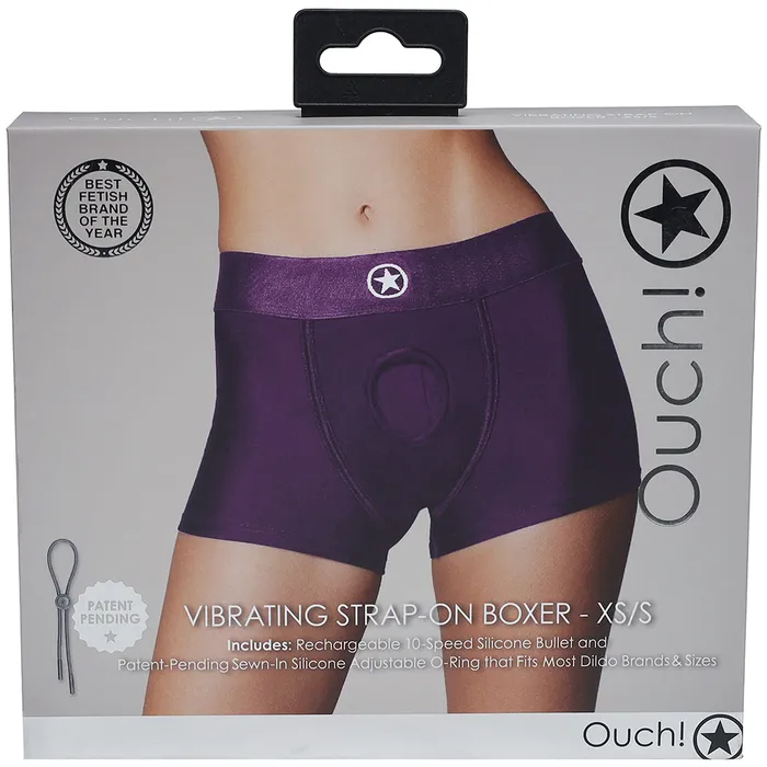Ouch Vibrating Purple Strapon Boxer S Shots Toys Female Sex Toys
