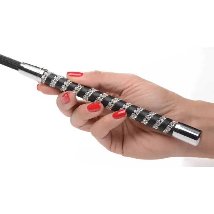 Restraints Strict Leather Short Leather Riding Crop With Rhinestone Handle