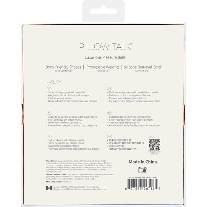 Vibrators Pillow Talk Pillow Talk Frisky Kegel Balls Pink