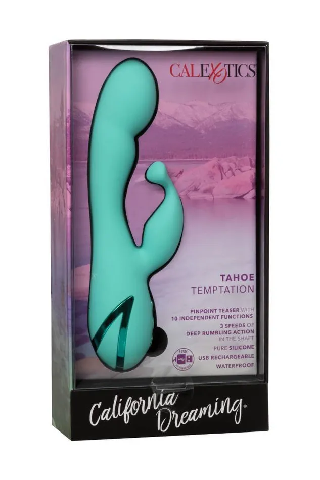 Female Sex Toys Cal Exotics Cal Exotics California Dreaming Tahoe Temptation Dual Vibrator Aqua