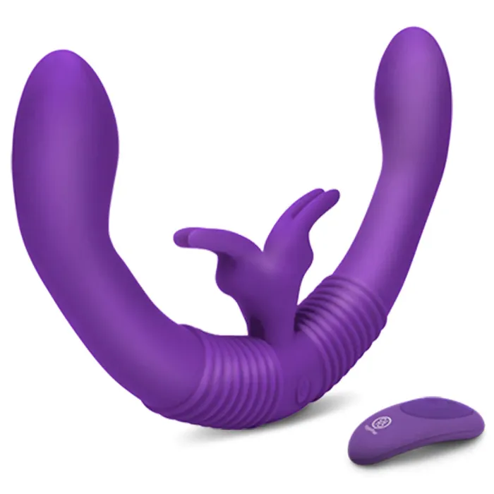 Female Sex Toys Together Vibe Together Double Ended Dildo Rabbit Vibrator Remote Control Purple Female Sex Toys Together Vibe Together Double Ended Dildo Rabbit Vibrator Remote Control Purple