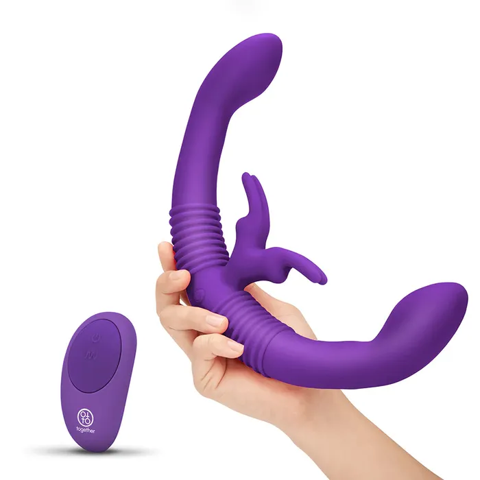 Female Sex Toys Together Vibe Together Double Ended Dildo Rabbit Vibrator Remote Control Purple