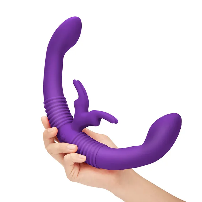 Female Sex Toys Together Vibe Together Double Ended Dildo Rabbit Vibrator Remote Control Purple