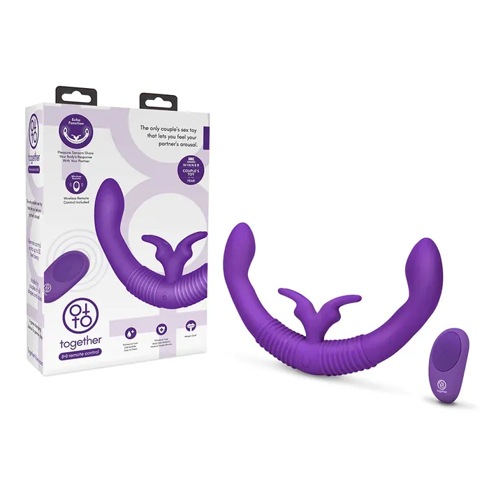 Female Sex Toys Together Vibe Together Double Ended Dildo Rabbit Vibrator Remote Control Purple