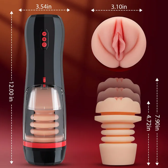 AcmeJoy Male Sex Toys ROKA Lifelike Vaginal Entrance Thrusting Vibrating Vocal Masturbator Stroker
