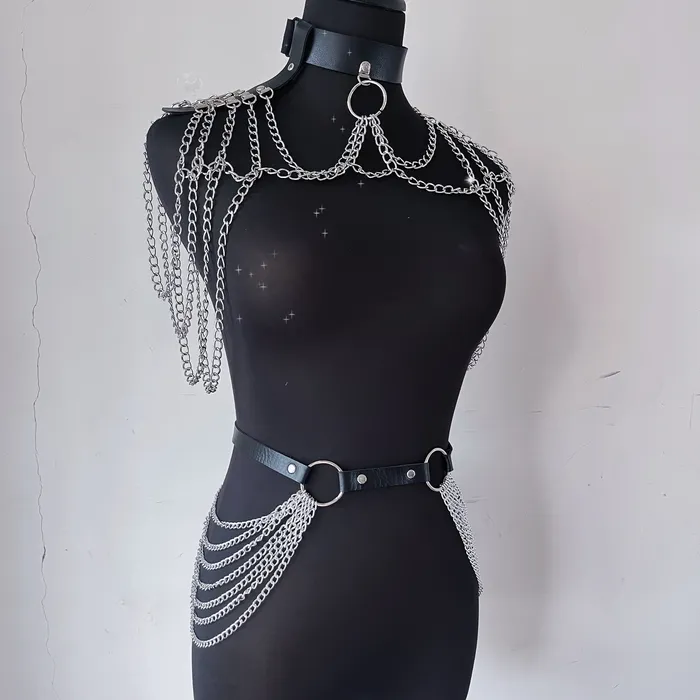 Dashdiamondx Female Sex Toys Sophia Chain Leather Harness