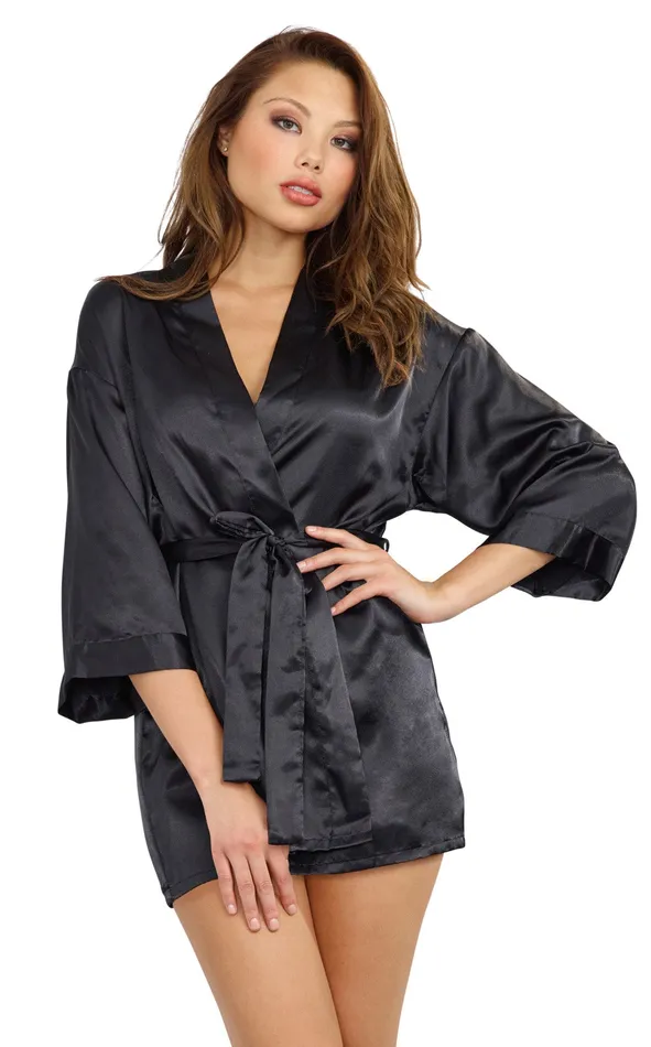 Dreamgirl Anal Robe Chemise Padded Hanger Medium Black