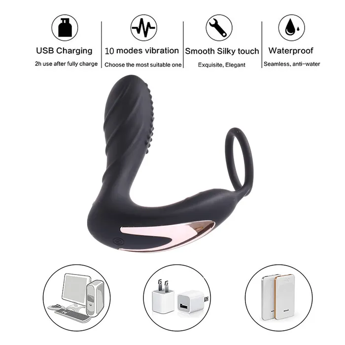 LAZADASEXTOYS Male Sex Toys HIMALL Wireless Remote Control Male Prostate Massager Silicone Anal Vibrator 10 Speed Butt Plug Sex Toys for Men Masturbator