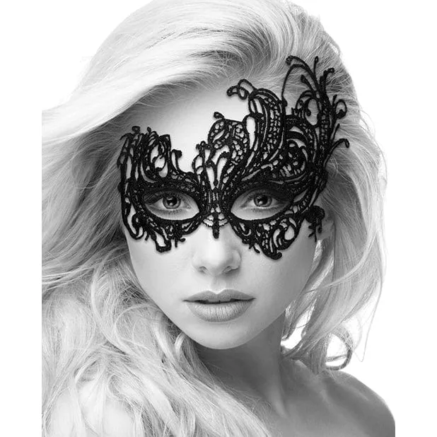 Anal Shots Ouch Black and White Lace Eye Mask Royal Black Shots