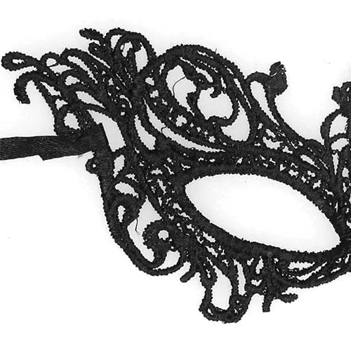 Anal Shots Ouch Black and White Lace Eye Mask Royal Black Shots