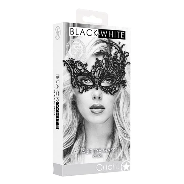 Anal Shots Ouch Black and White Lace Eye Mask Royal Black Shots