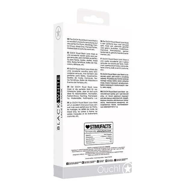 Anal Shots Ouch Black and White Lace Eye Mask Royal Black Shots