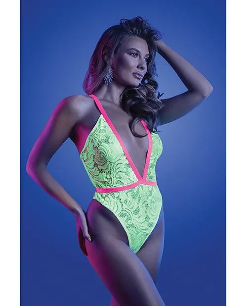 Fantasy Lingerie Dildos Glow Spotlight Teddy Neon Chartreuse