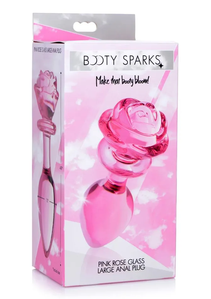 Booty Sparks Pink Rose Glass Anal Plug Booty Sparks Anal