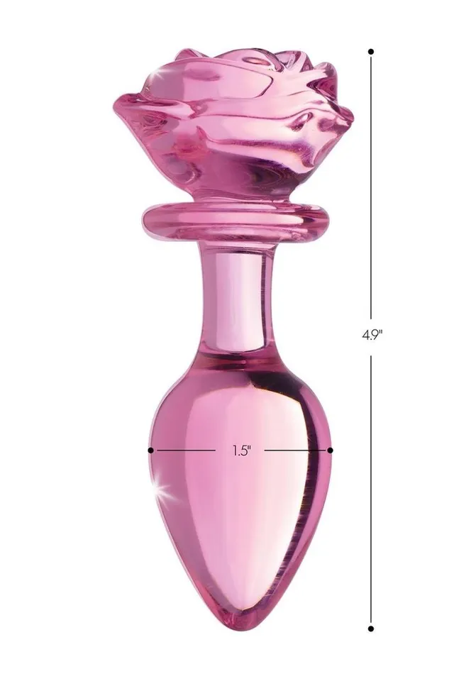 Booty Sparks Pink Rose Glass Anal Plug Booty Sparks Anal