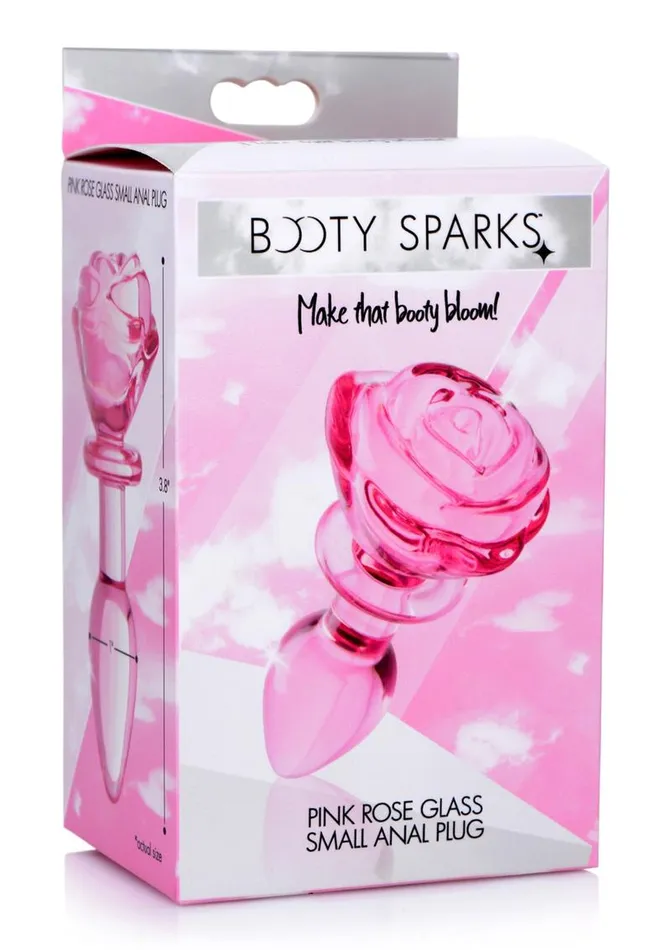 Booty Sparks Pink Rose Glass Anal Plug Booty Sparks Anal