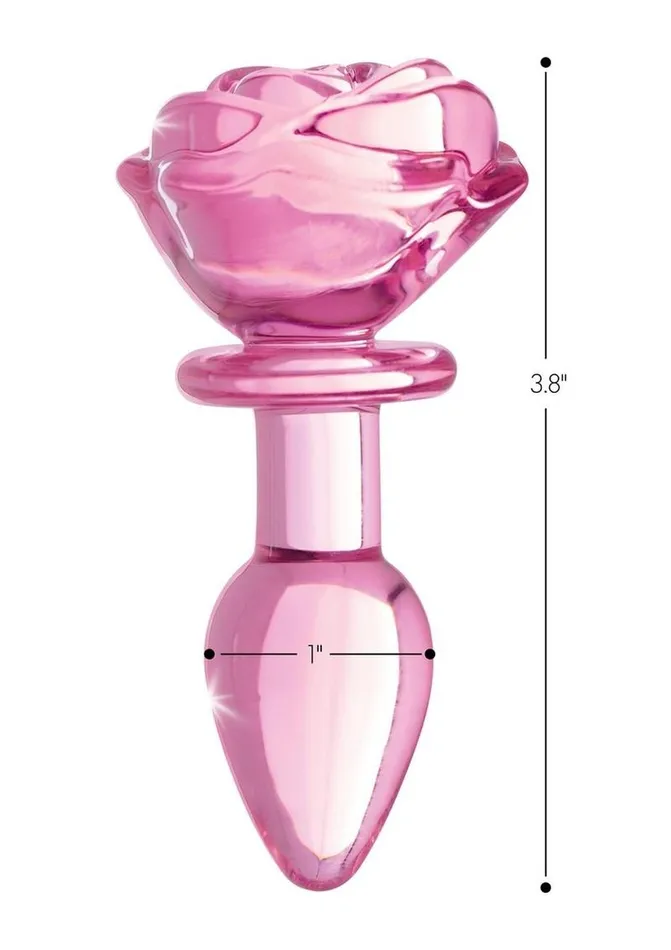 Booty Sparks Pink Rose Glass Anal Plug Booty Sparks Anal