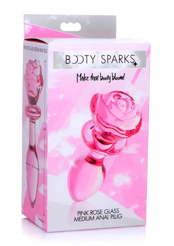 Booty Sparks Pink Rose Glass Anal Plug Booty Sparks Anal