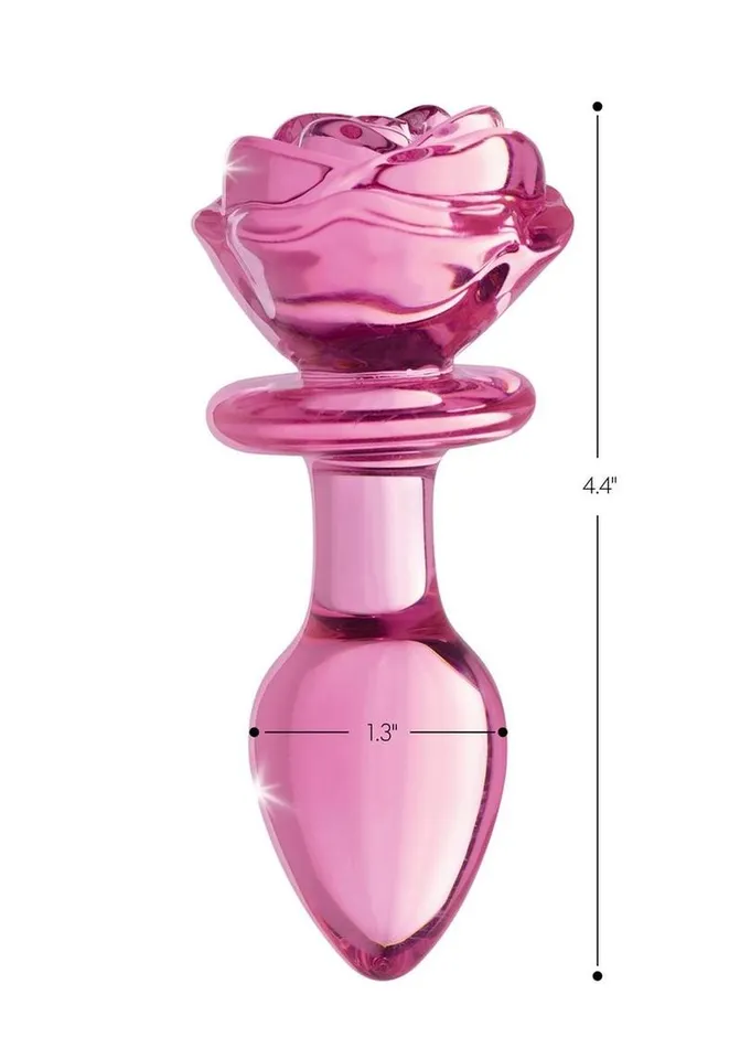 Booty Sparks Pink Rose Glass Anal Plug Booty Sparks Anal