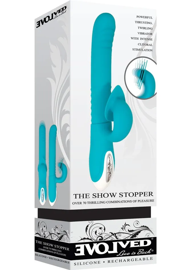 Evolved Female Sex Toys Show Stopper Rechargeable Silicone Dual Vibrator with Clitoral Stimulator