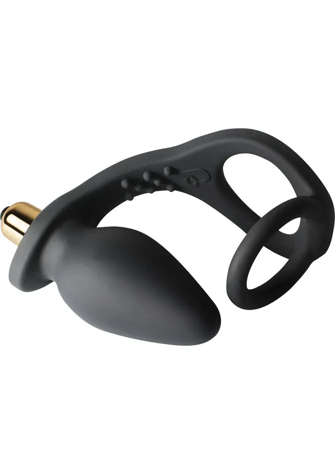 Male Sex Toys Rocks Off ROZen Vibrating Silicone Cock Ring with Butt Plug