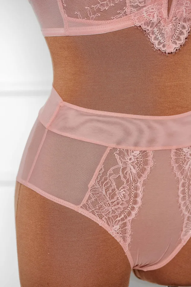 Mentionables Vibrators Lace Mesh High Waist Panty Blush Mentionables Vibrators Lace Mesh High Waist Panty Blush
