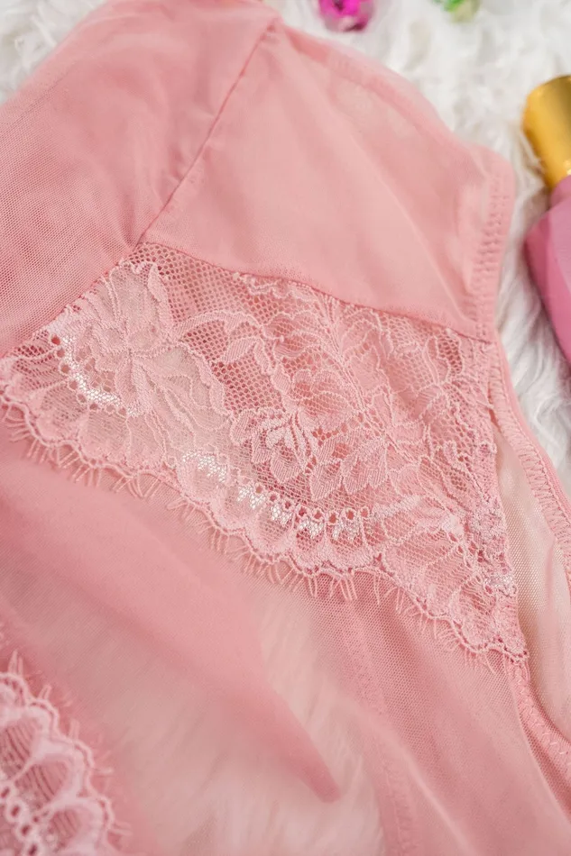 Mentionables Vibrators Lace Mesh High Waist Panty Blush Mentionables Vibrators Lace Mesh High Waist Panty Blush