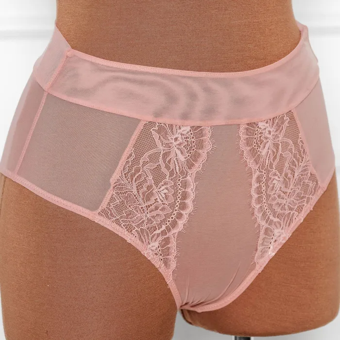 Mentionables Vibrators Lace Mesh High Waist Panty Blush Mentionables Vibrators Lace Mesh High Waist Panty Blush