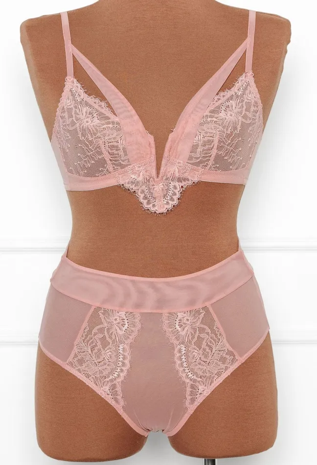 Mentionables Vibrators Lace Mesh High Waist Panty Blush Mentionables Vibrators Lace Mesh High Waist Panty Blush