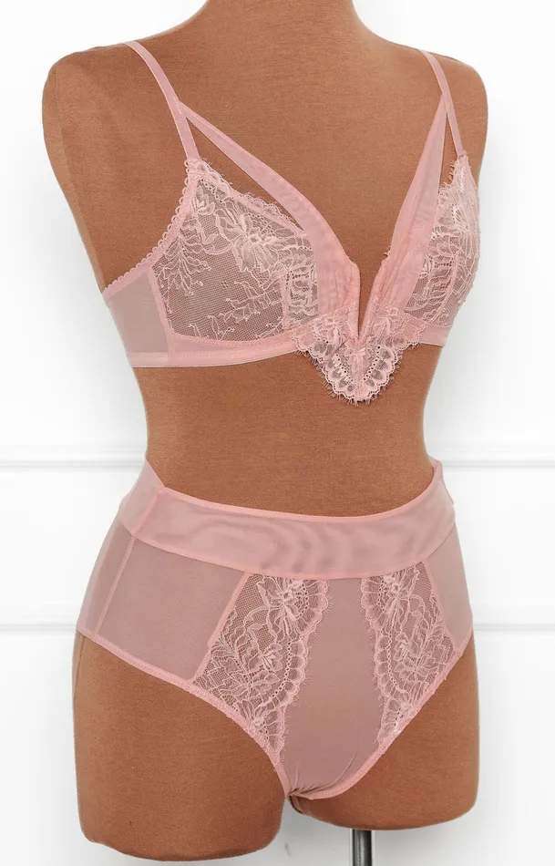 Mentionables Vibrators Lace Mesh High Waist Panty Blush Mentionables Vibrators Lace Mesh High Waist Panty Blush