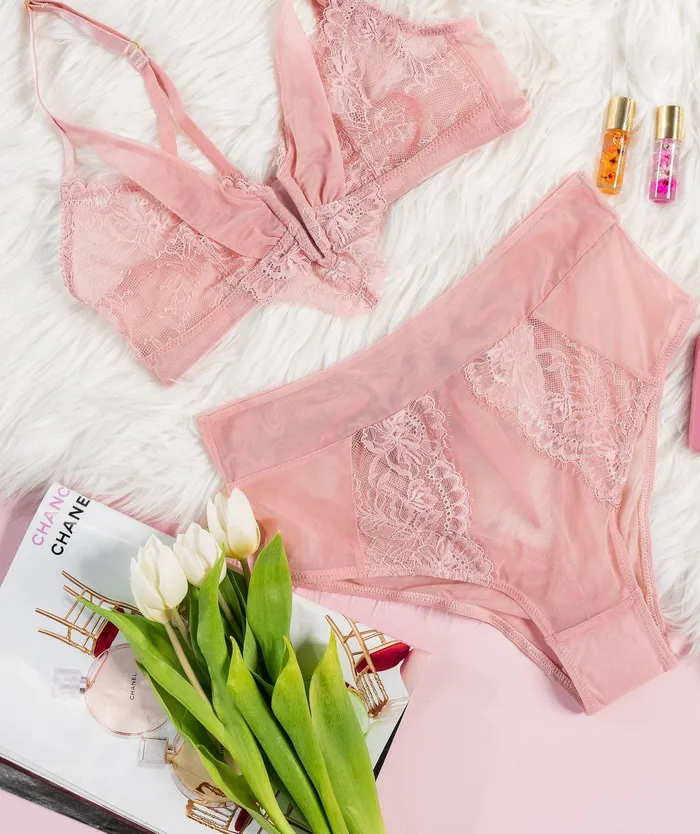 Mentionables Vibrators Lace Mesh High Waist Panty Blush Mentionables Vibrators Lace Mesh High Waist Panty Blush