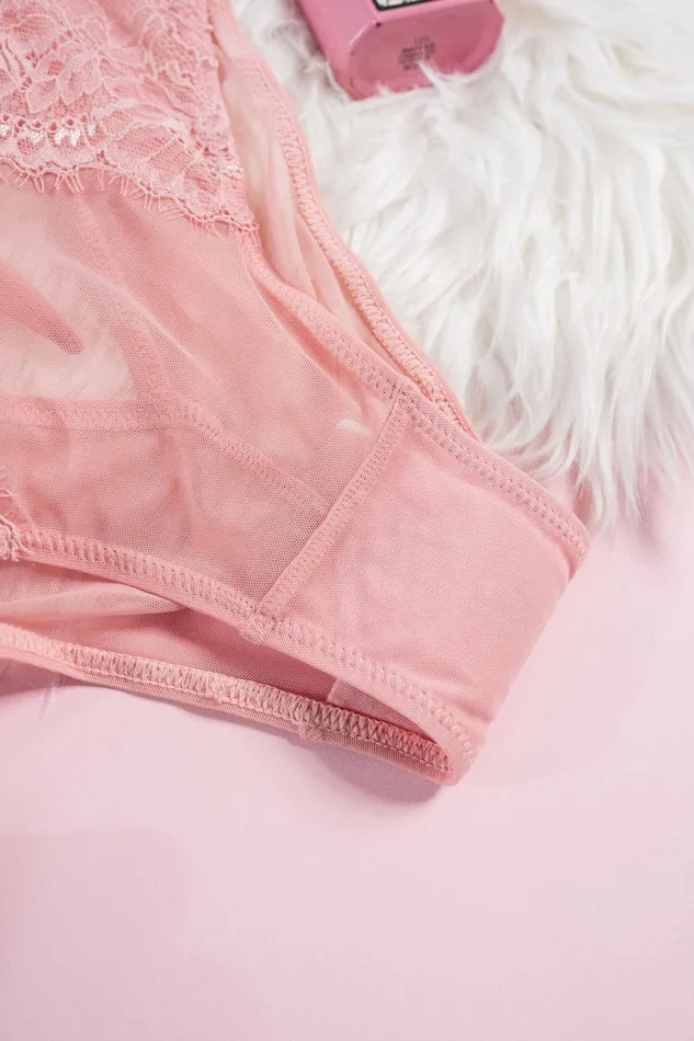Mentionables Vibrators Lace Mesh High Waist Panty Blush Mentionables Vibrators Lace Mesh High Waist Panty Blush