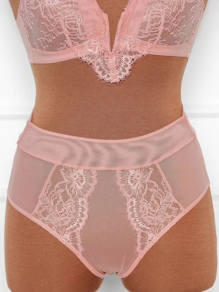 Mentionables Vibrators Lace Mesh High Waist Panty Blush Mentionables Vibrators Lace Mesh High Waist Panty Blush