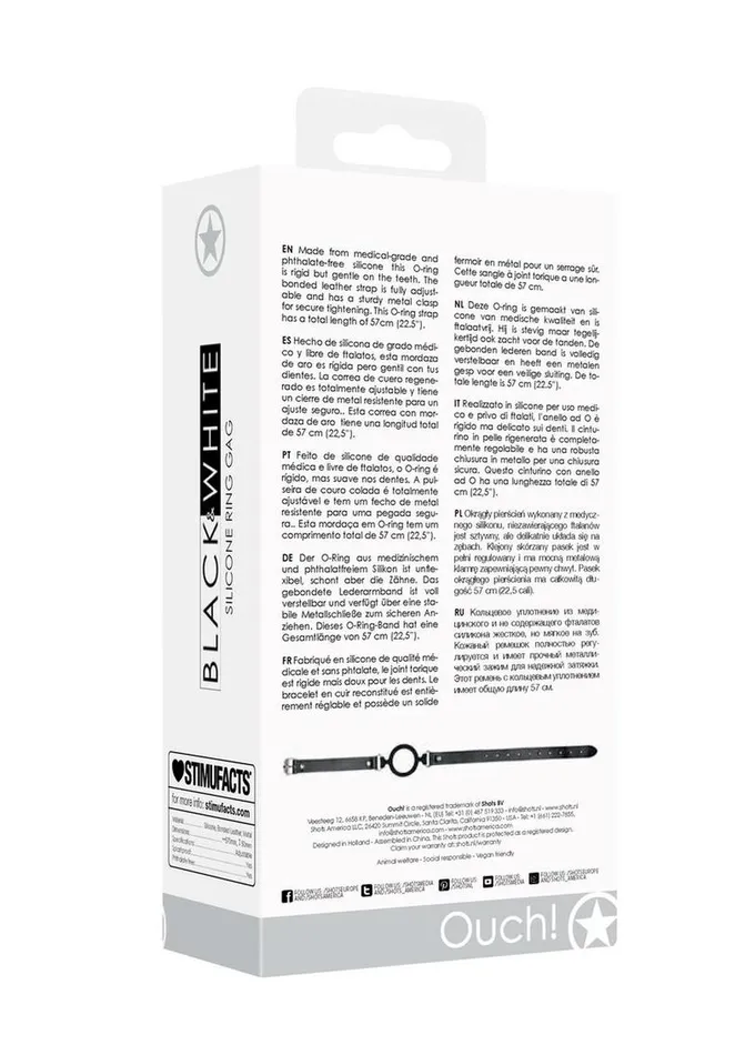 Ouch Male Sex Toys Ouch Silicone Ring Gag with Adjustable Bonded Leather Straps