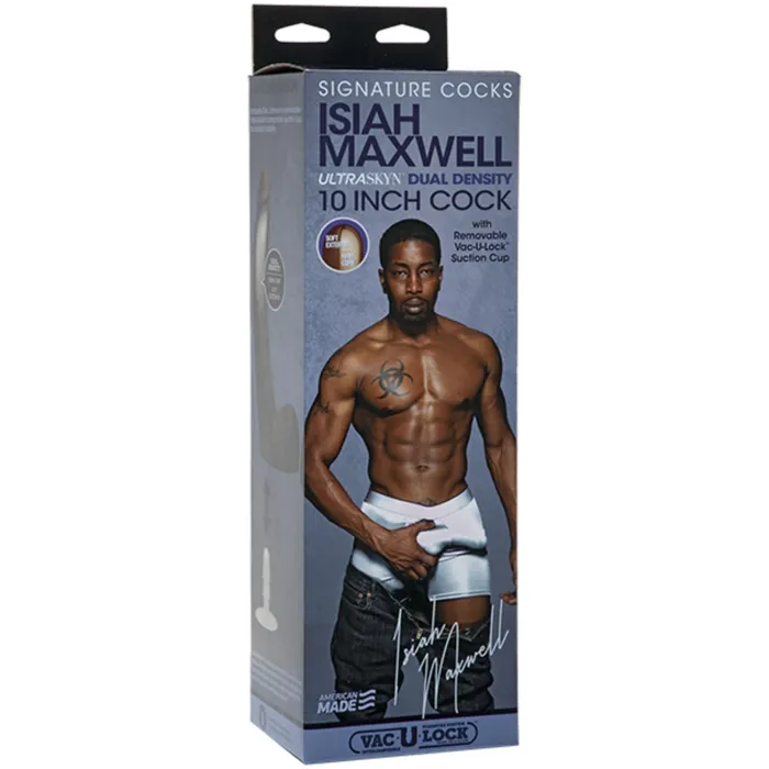 Signature Cocks Dildos Signature Cocks Isiah Maxwell Ultraskyn VacULock Dildo Brown 10 Inch