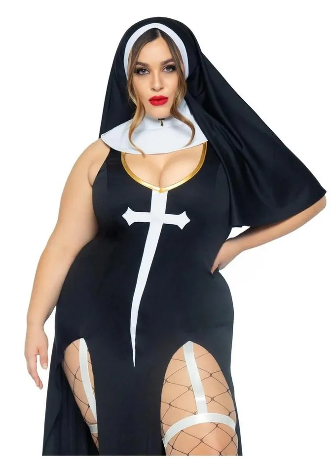 Leg Avenue Sultry Sinner Dual Slit Garter Dress with Vinyl Cross Detail Vinyl Collar and Nun Habit Leg Avenue Female Sex Toys Leg Avenue Sultry Sinner Dual Slit Garter Dress with Vinyl Cross Detail Vinyl Collar and Nun Habit Leg Avenue Female Sex Toys