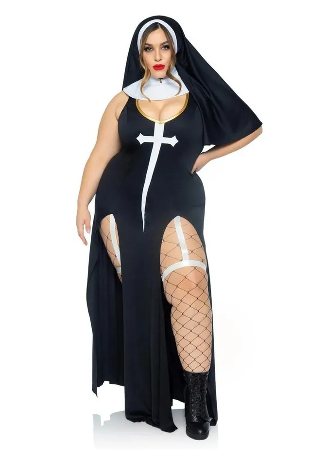 Leg Avenue Sultry Sinner Dual Slit Garter Dress with Vinyl Cross Detail Vinyl Collar and Nun Habit Leg Avenue Female Sex Toys Leg Avenue Sultry Sinner Dual Slit Garter Dress with Vinyl Cross Detail Vinyl Collar and Nun Habit Leg Avenue Female Sex Toys