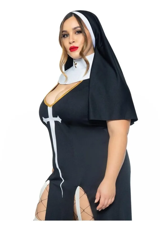 Leg Avenue Sultry Sinner Dual Slit Garter Dress with Vinyl Cross Detail Vinyl Collar and Nun Habit Leg Avenue Female Sex Toys Leg Avenue Sultry Sinner Dual Slit Garter Dress with Vinyl Cross Detail Vinyl Collar and Nun Habit Leg Avenue Female Sex Toys