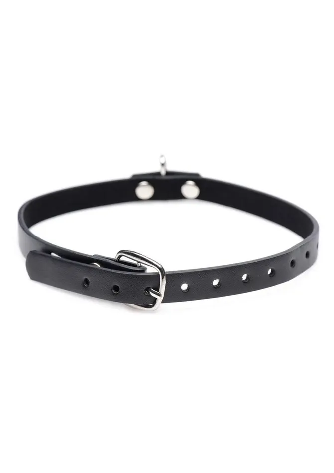 Master Series Male Sex Toys Master Series Collared Vixen Silver Ring Leather Slim Choker