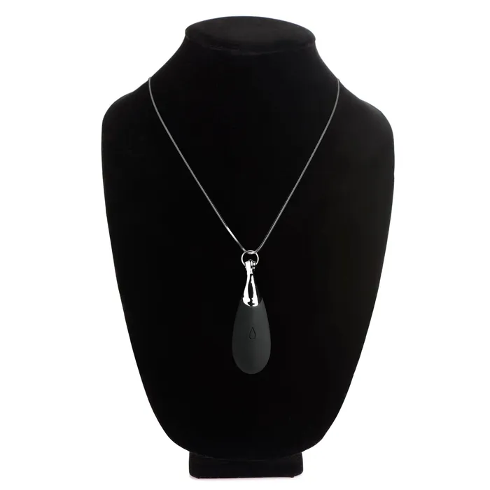10x Vibrating Silicone Teardrop Necklace Black 2024 Holiday Sale Anal