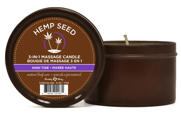 Hemp Seed 3in1 Massage Candle High Tide 6 Oz Earthly Body Couples