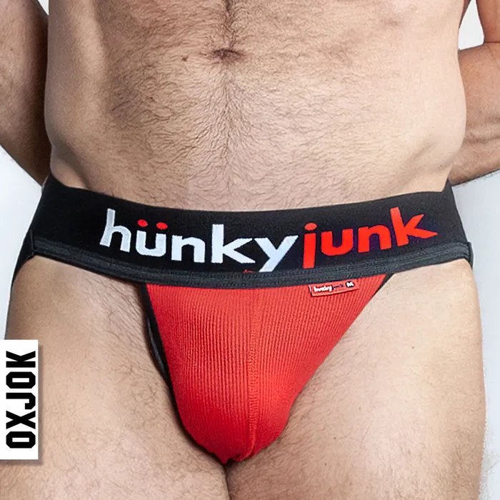 OXJok Anal Hunker ComfyPouch SliderStrap Jock Red Hot Large
