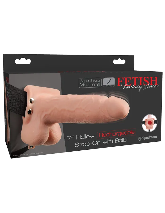 Pipedream Fetish Fantasy Series 7 Inch Hollow Rechargeable Strapon With Balls Flesh Female Sex Toys Pipedream Fetish Fantasy Series 7 Inch Hollow Rechargeable Strapon With Balls Flesh Female Sex Toys