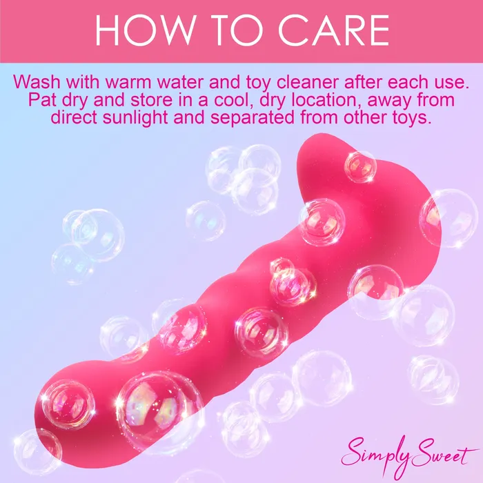 Simply Sweet 21X Vibrating Ribbed Silicone Dildo With Remote Pink Simply Sweet Female Sex Toys
