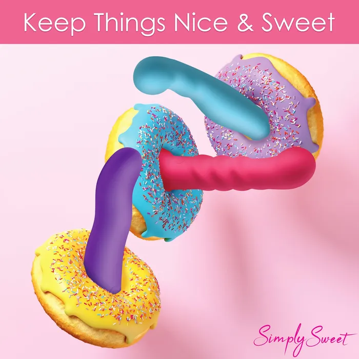 Simply Sweet 21X Vibrating Ribbed Silicone Dildo With Remote Pink Simply Sweet Female Sex Toys