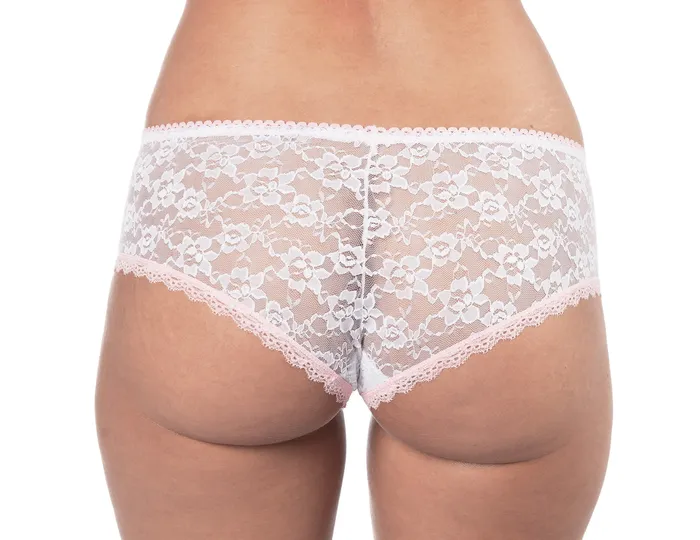 Sunset Intimates Female Sex Toys Lace Hipster Boy Shorts in White
