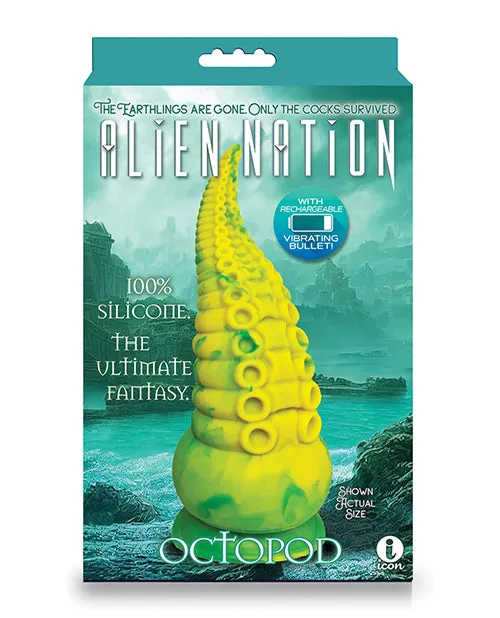 Alien Nation Octopod Silicone Rechargeable Vibrating Creature Dildo Yellow Alien Nation Female Sex Toys