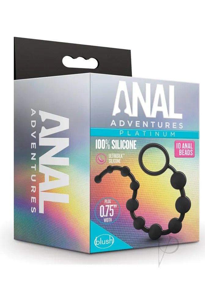 Anal Adventures Anal Anal Adventure Platinum Silicone 10 Anal Beads Black