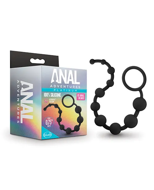 Anal Adventures Anal Anal Adventure Platinum Silicone 10 Anal Beads Black Anal Adventures Anal Anal Adventure Platinum Silicone 10 Anal Beads Black