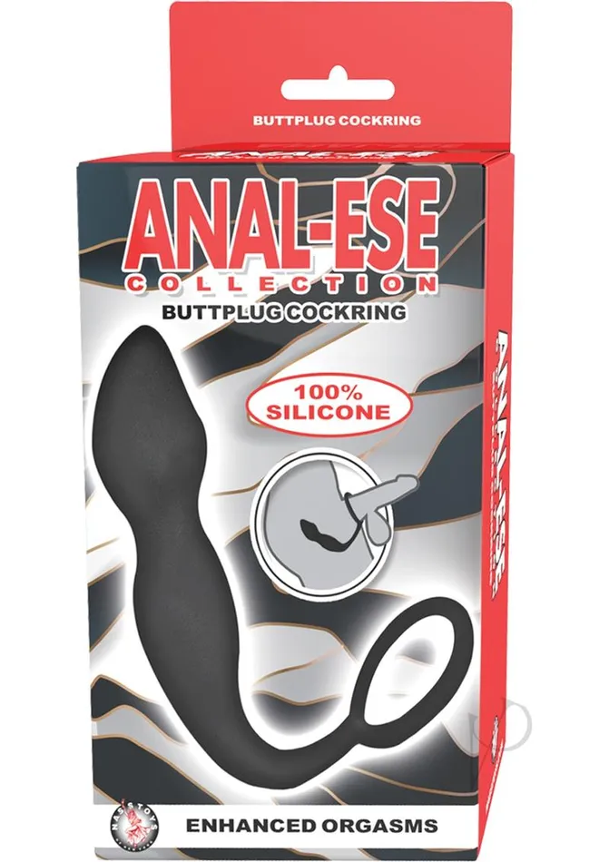 AnalEse Collection Butt Plug Silicone Cock Ring Black Anal Ese Anal